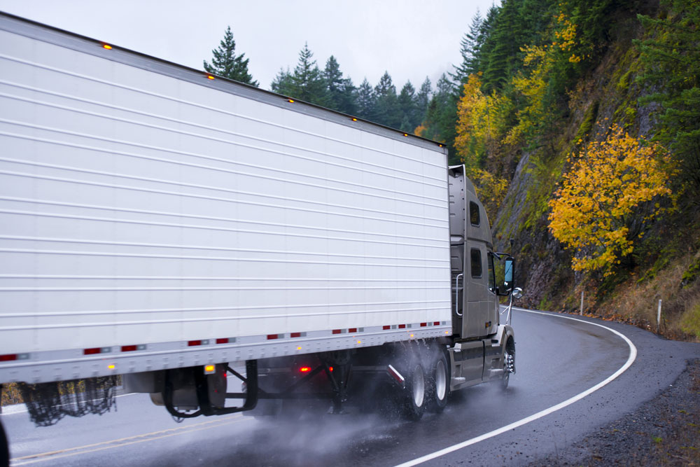 Truck Driving Wet Roads